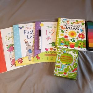 Lot of 5 Usborne wipe-clean books, fingerprint